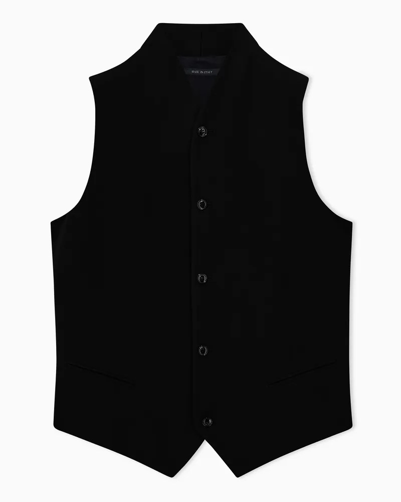 Giorgio Armani Regular Fit Weste aus glattem Stretch-Samt mit Knopfleiste Schwarz