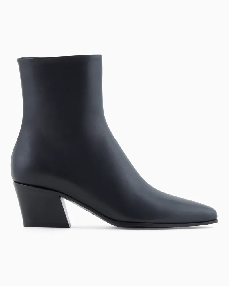 Giorgio Armani Stiefeletten mit Absatz aus glattem Leder Schwarz