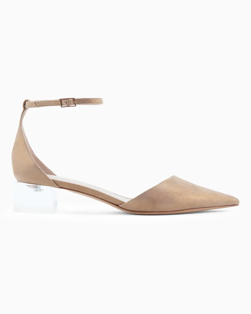 Giorgio Armani D’Orsay-Pumps aus laminiertem Veloursleder Goldfarben