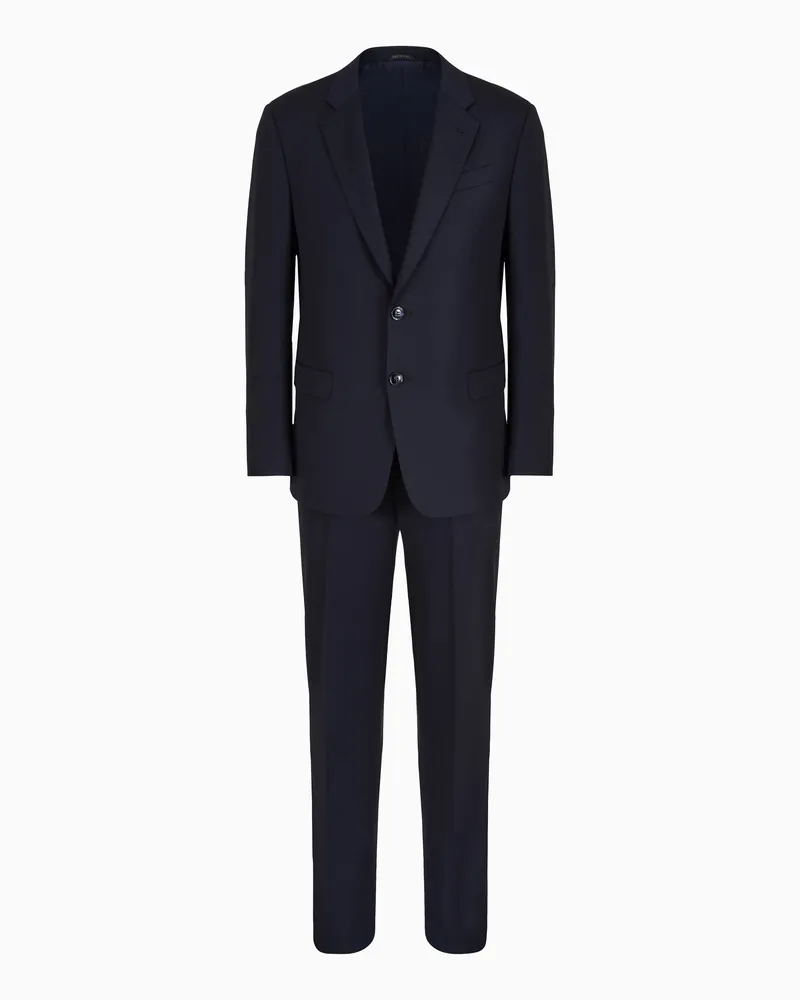 Giorgio Armani Einreihiger, wasserabweisender Wollanzug aus der Soft-Linie Marineblau