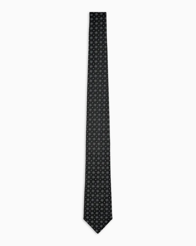 Giorgio Armani Krawatte aus Seiden-Jacquard mit geometrischem Muster Schwarz