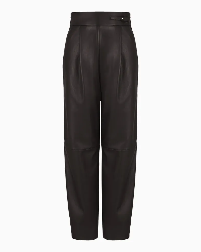 Giorgio Armani Gerade geschnittene Hose aus Nappa Schwarz