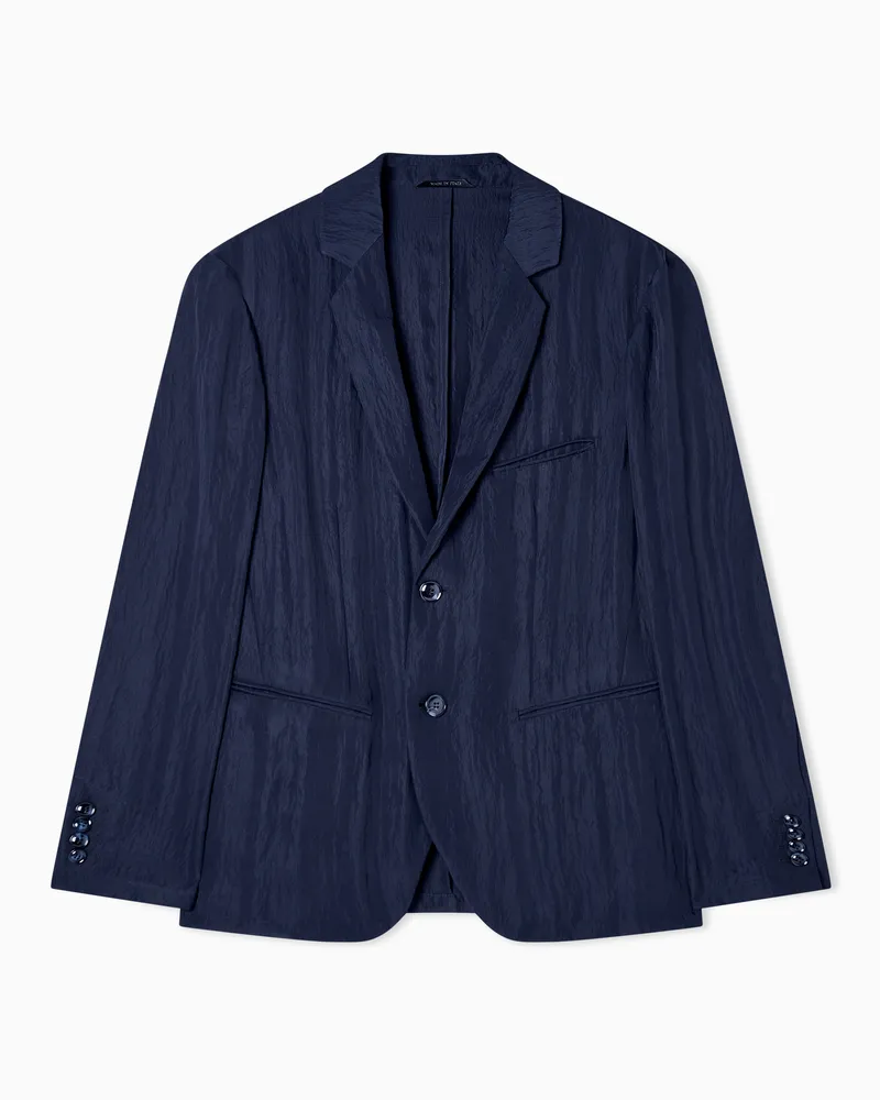 Giorgio Armani Einreihiges Sakko aus Funktions-Viskosetwill Marineblau
