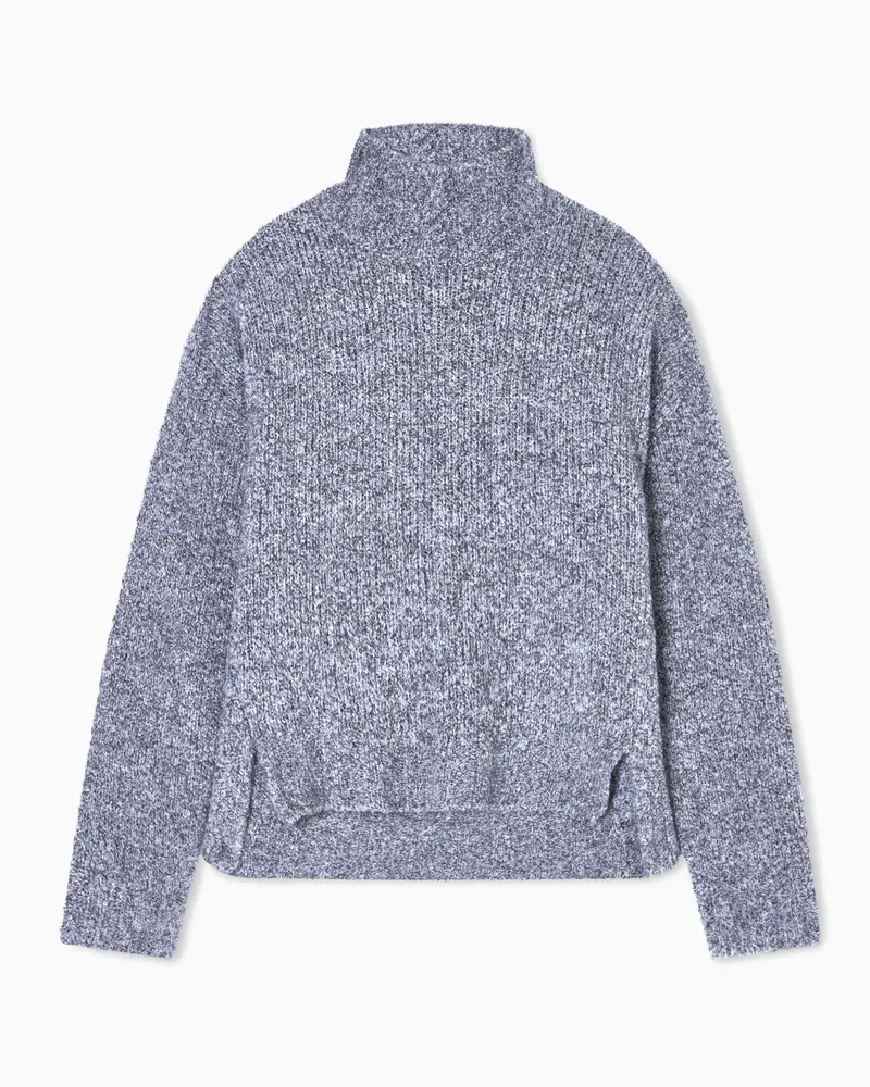 Giorgio Armani Pullover mit hohem Kragen aus Kaschmir und Seide in Bouclé-Optik Grau
