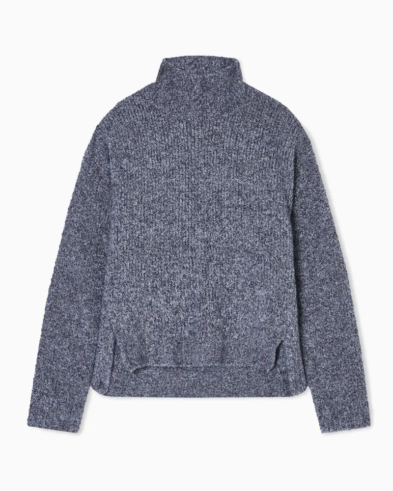 Giorgio Armani Pullover mit hohem Kragen aus Kaschmir und Seide in Bouclé-Optik Grau