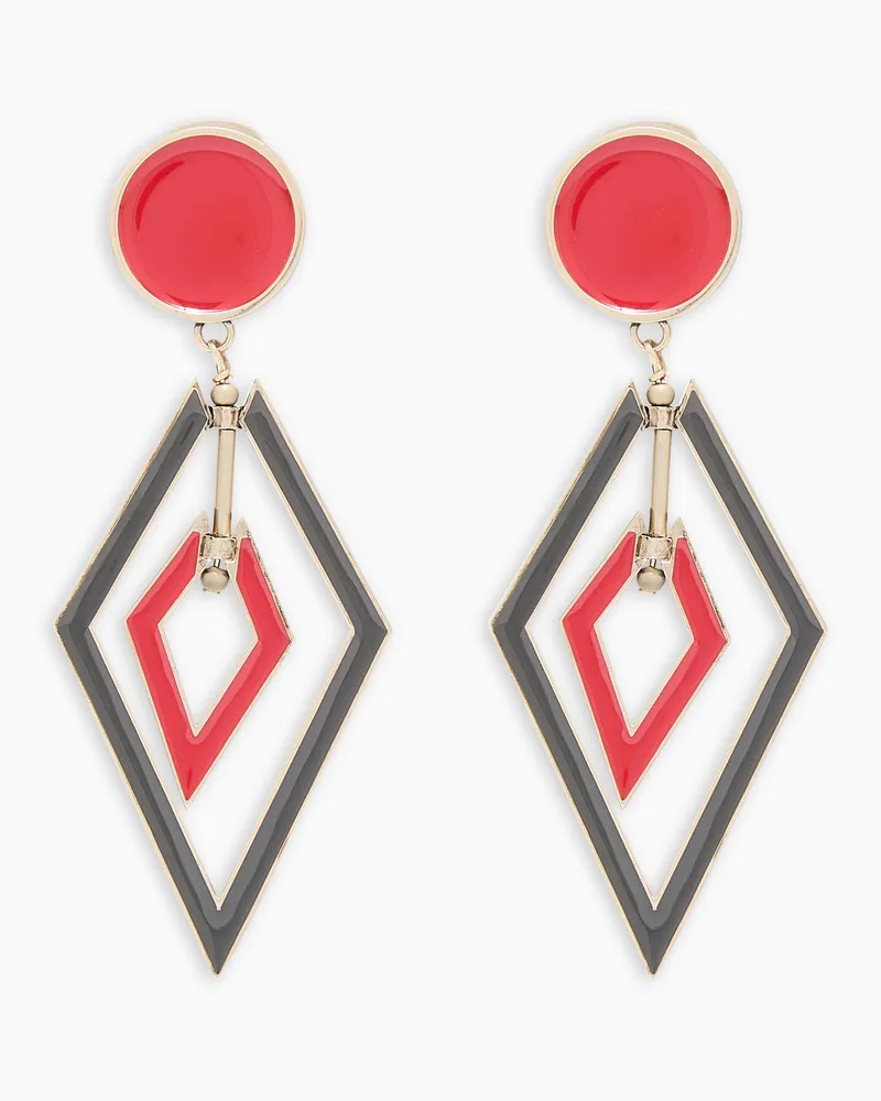Giorgio Armani Ohrringe mit Clipverschluss und Anhängern aus emailliertem Metall Rot