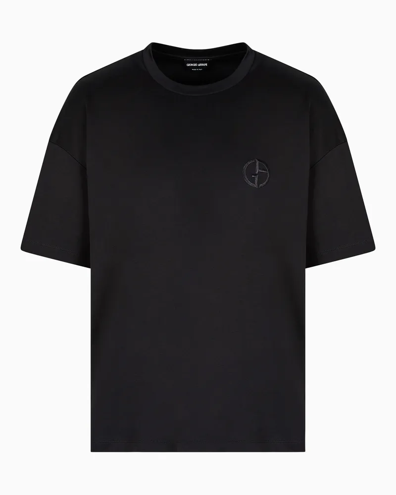 Giorgio Armani Oversize-T-Shirt mit Rundhalsausschnitt aus Bio-Baumwoll-Interlock Schwarz
