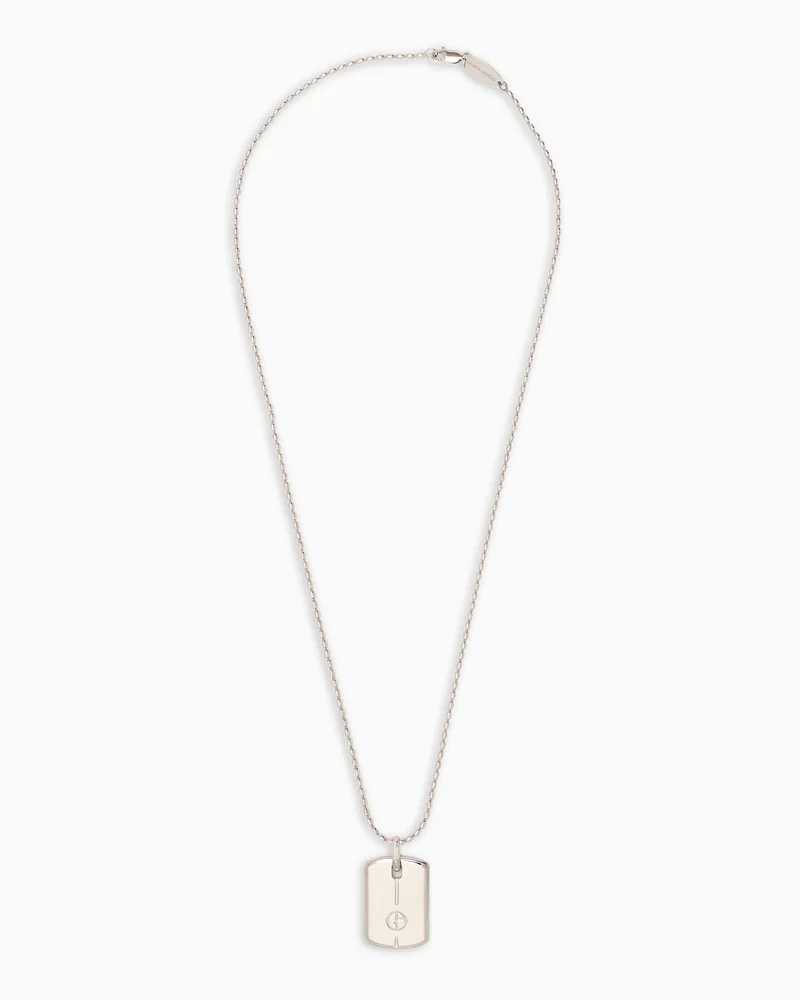 Giorgio Armani Halskette aus Silber mit Logo-Plakette Silber