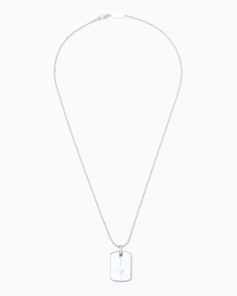 Giorgio Armani Halskette aus Silber mit Logo-Plakette Silber