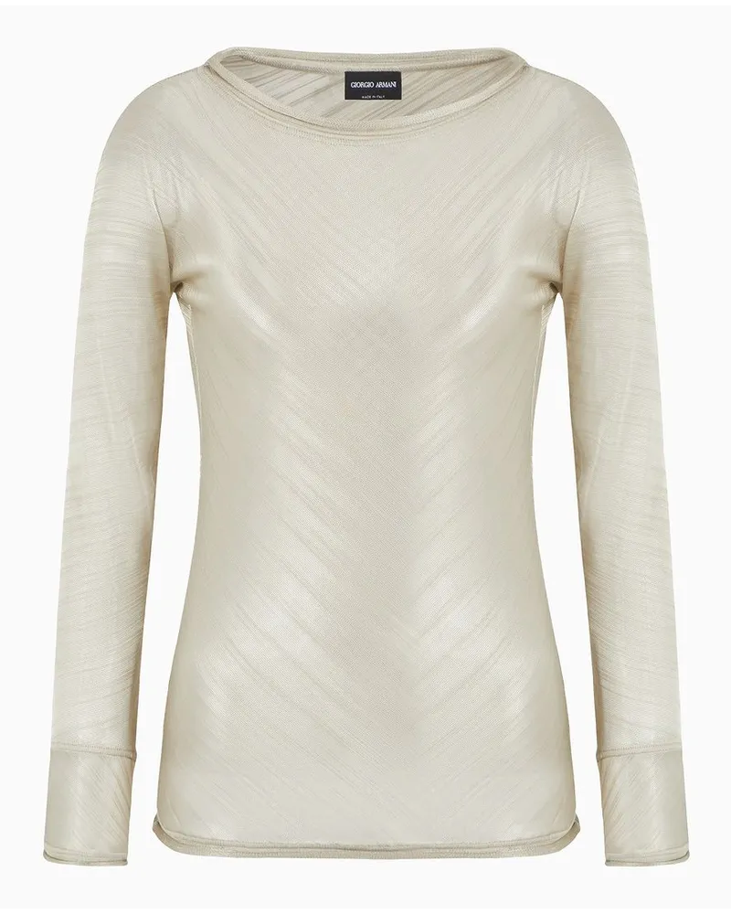 Giorgio Armani Asv Pullover Aus Viskosejersey In Jacquard-verarbeitung Gold