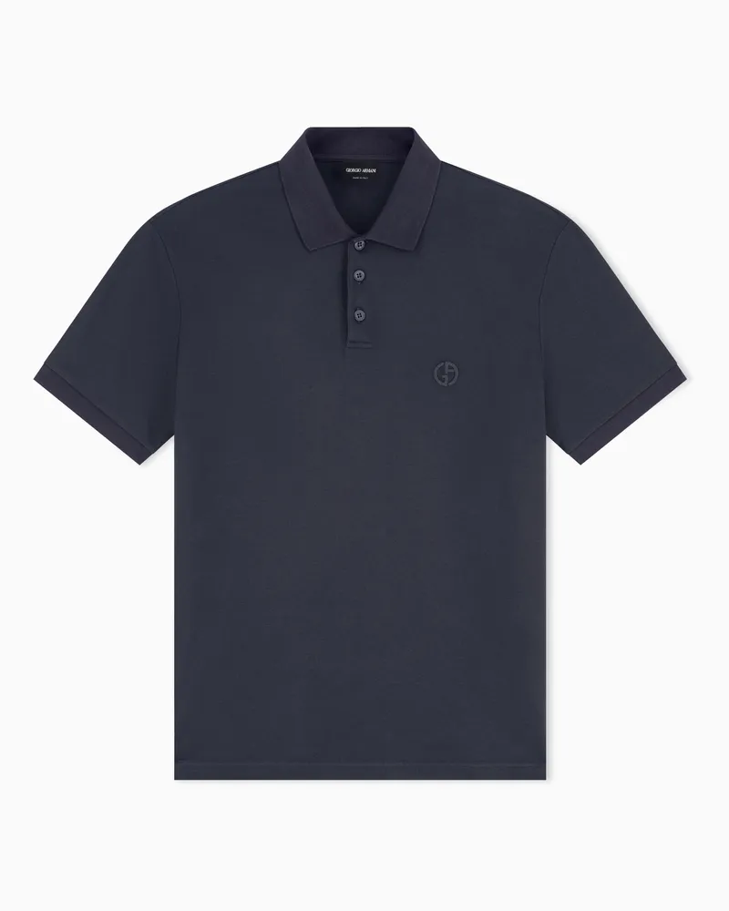 Giorgio Armani Poloshirt aus elastischem Baumwollpikee Marineblau