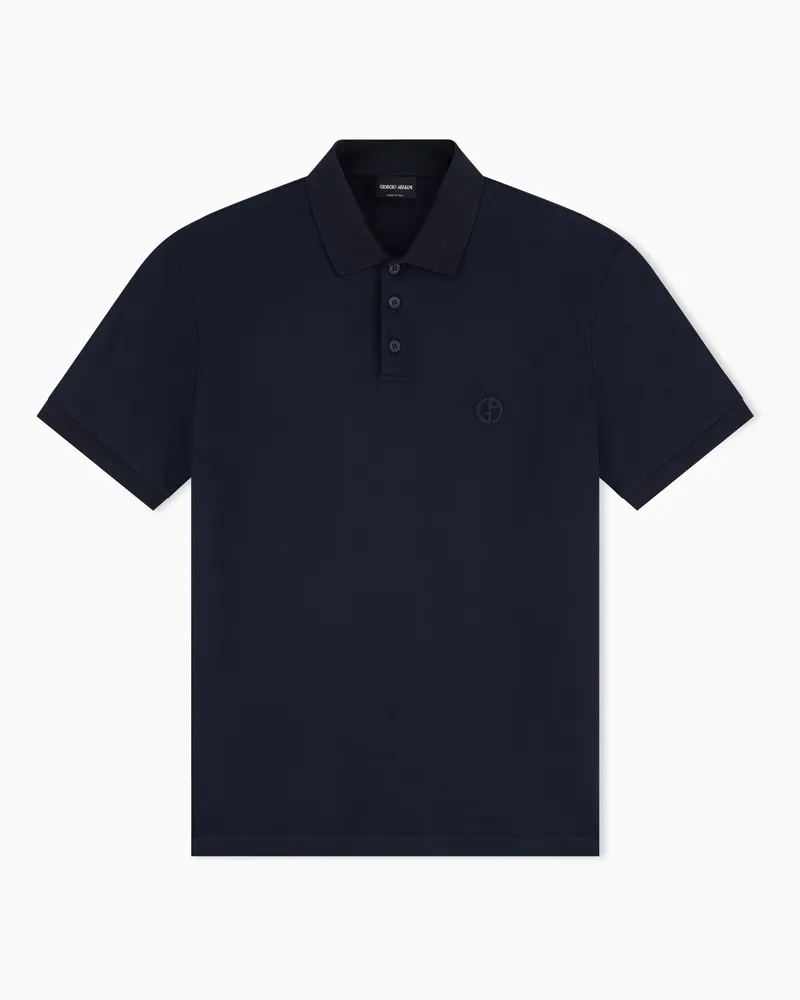 Giorgio Armani Poloshirt aus elastischem Baumwollpikee Marineblau