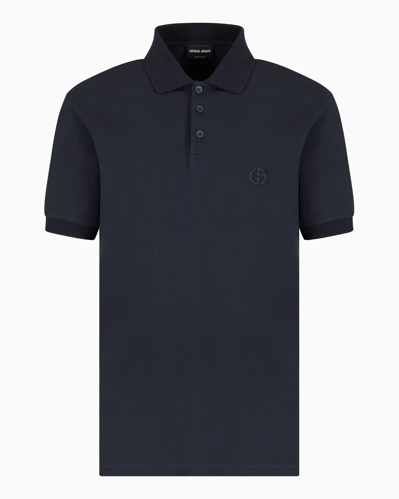 Giorgio Armani Poloshirt aus elastischem Baumwollpikee Marineblau