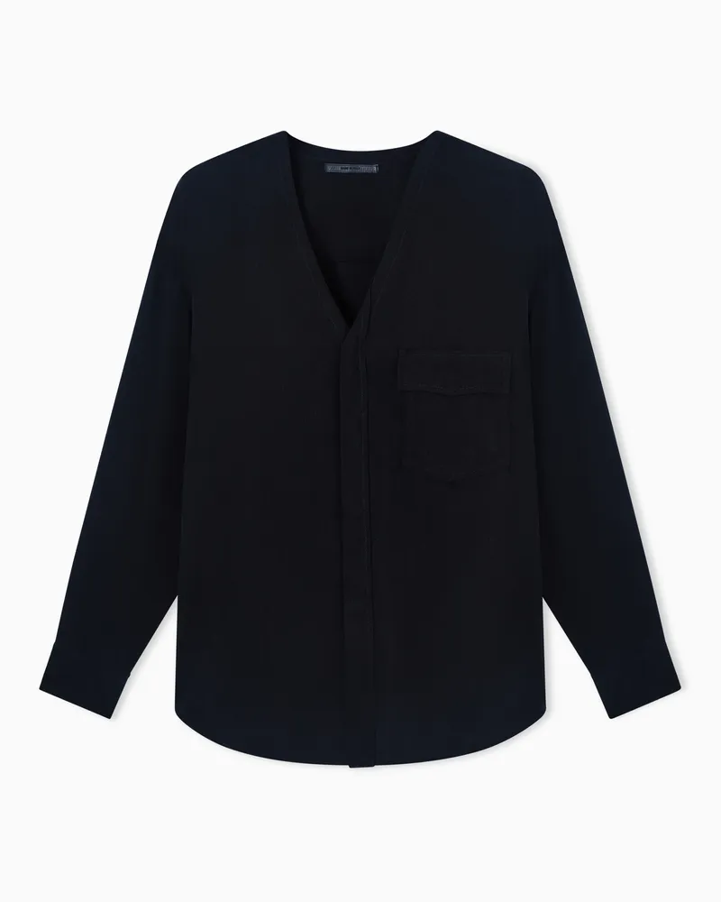 Giorgio Armani ASV Hemdjacke aus Cupro-Natté Schwarz