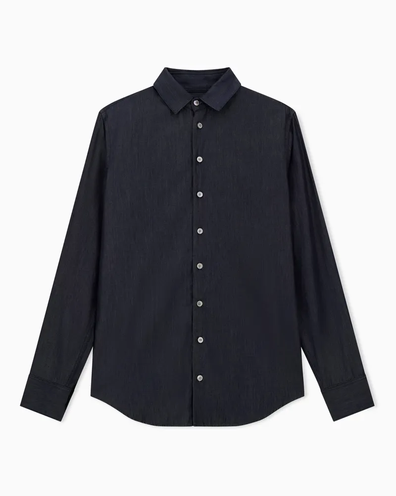 Giorgio Armani Hemd in Regular Fit aus Baumwolldenim Blau