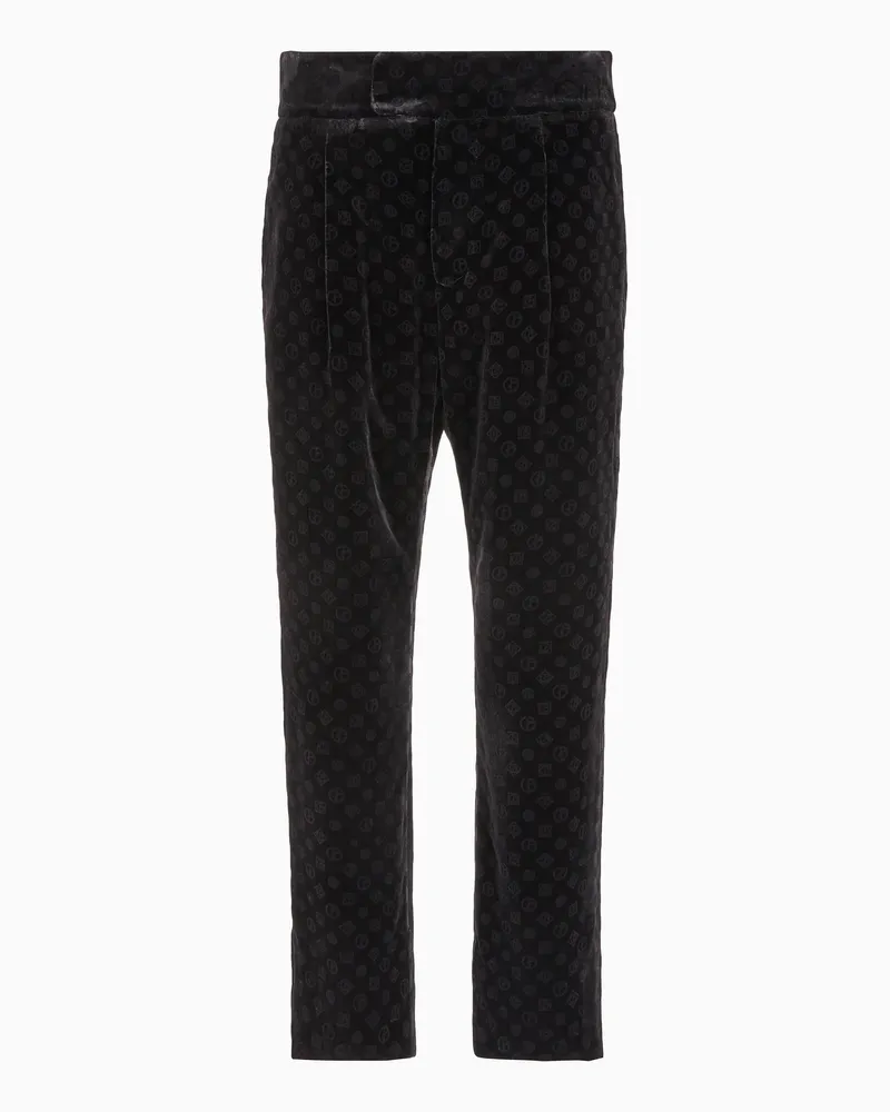 Giorgio Armani Giorgio’s Hose mit Bundfalte aus Viskose und Seide mit Monogramm Schwarz