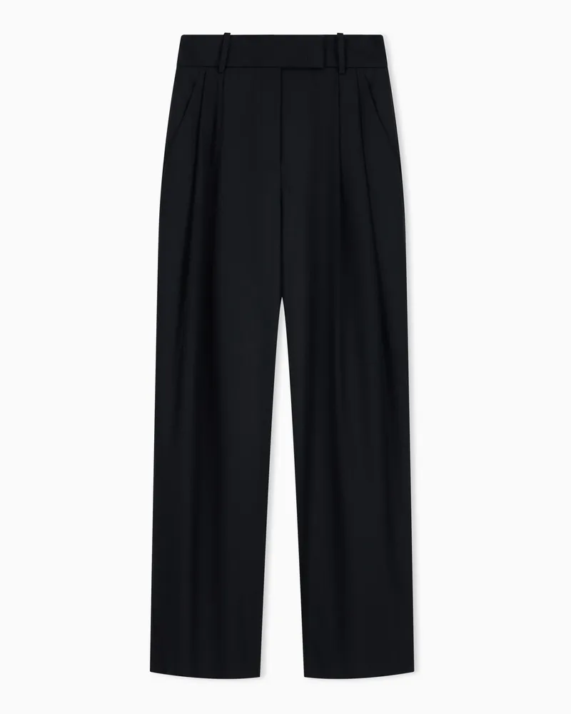 Giorgio Armani Weite Bundfaltenhose New Normal aus Schurwolle und Kaschmir Schwarz
