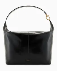 Giorgio Armani Hobo bag La Prima Soft In Großer Größe Aus Lacknappaleder Schwarz