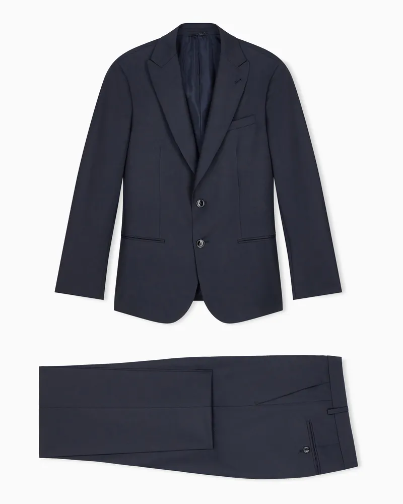 Giorgio Armani Einreihiger Anzug aus Schurwolle mit Mikromuster Soho Blau