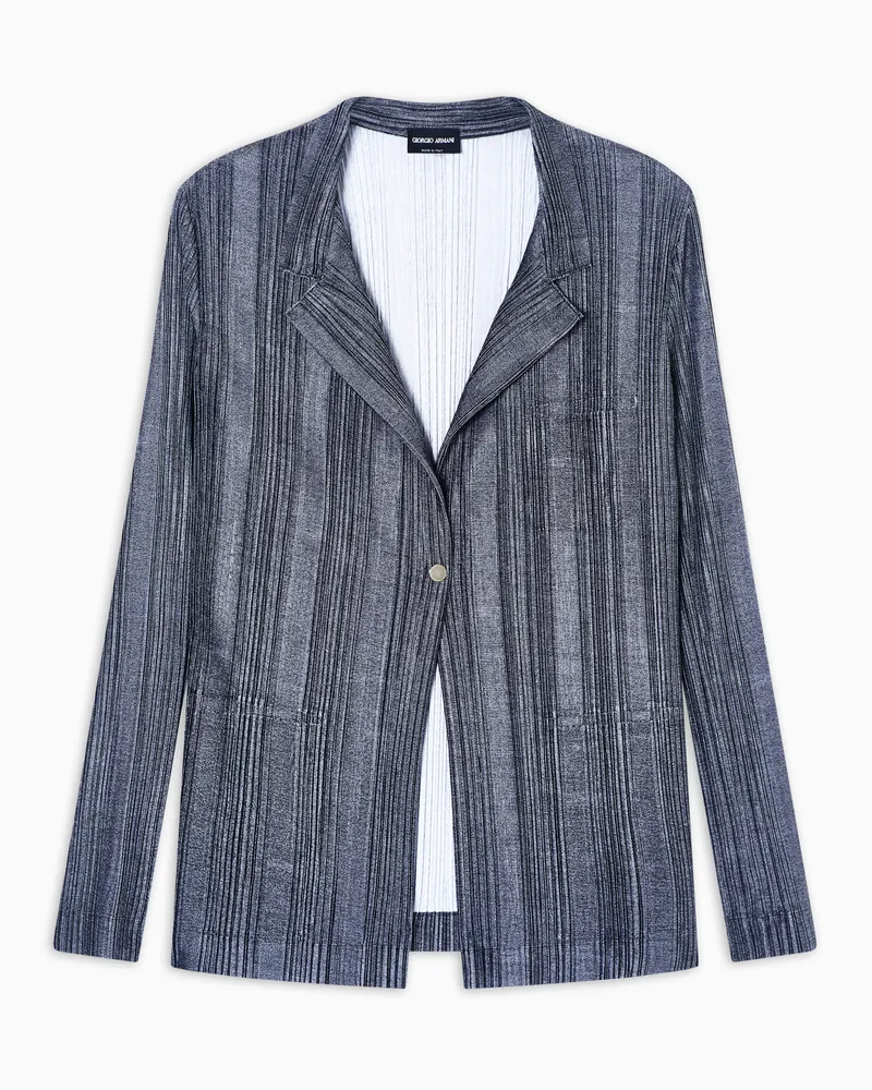 Giorgio Armani ASV Einreihiges Sakko aus plissiertem, zweifarbigem Jersey Grau