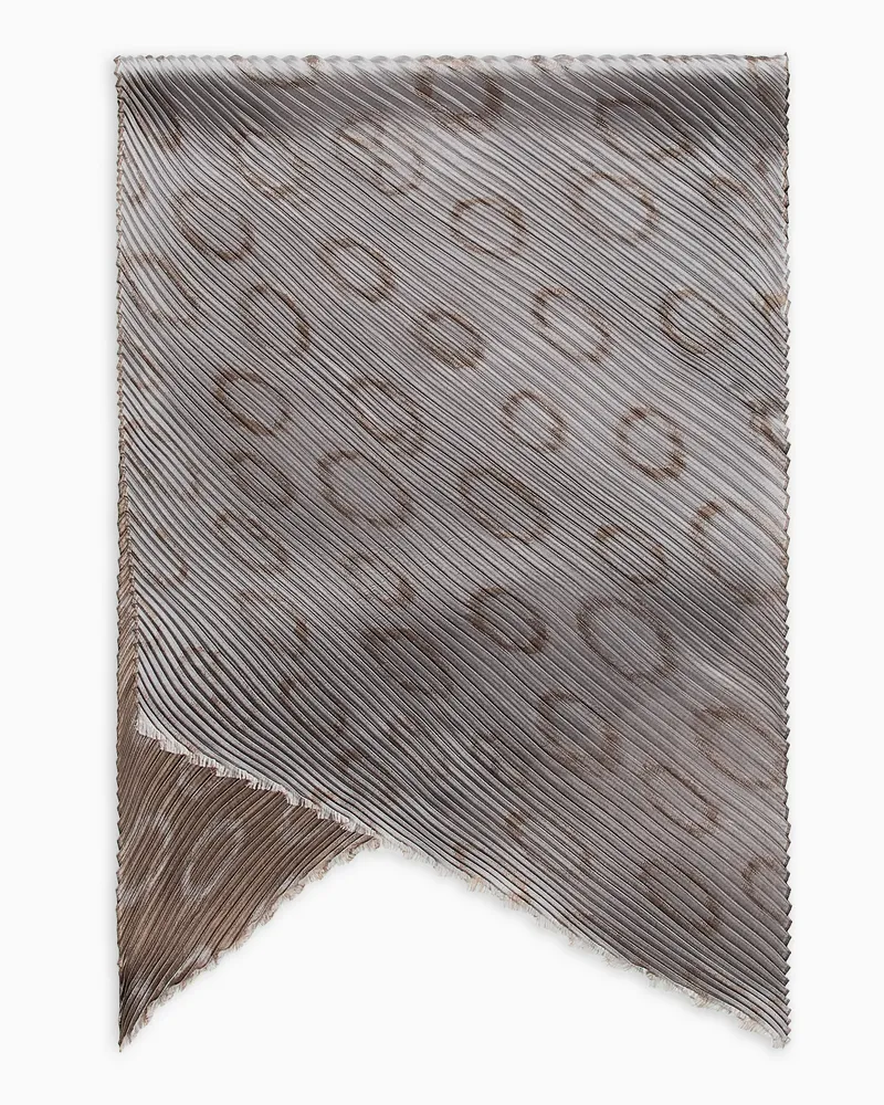 Giorgio Armani Plissierter Schal aus Seiden-Mischung Grau