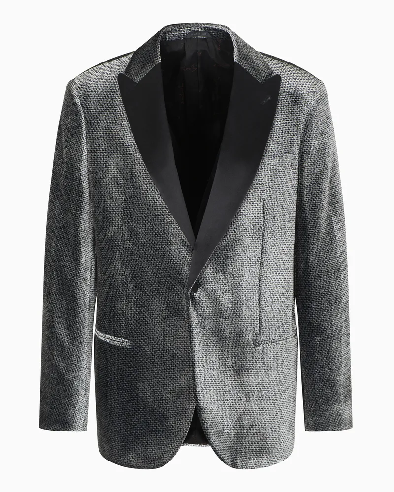 Giorgio Armani Giorgio’s einreihige Smokingjacke aus Samt mit Mikro-Devoré-Effekt Schwarz