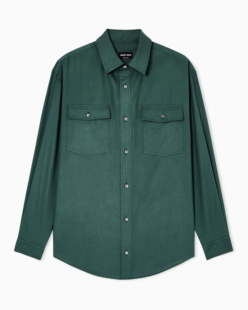 Giorgio Armani Hemd aus Baumwollflanell Grün