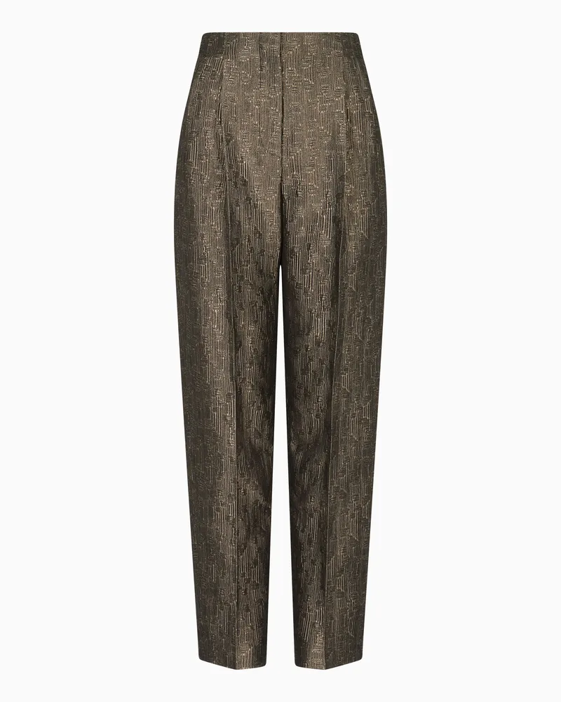 Giorgio Armani Hose mit einer Bundfalte aus Seide und Wolle in Jacquard-Stoff-Verarbeitung Schwarz