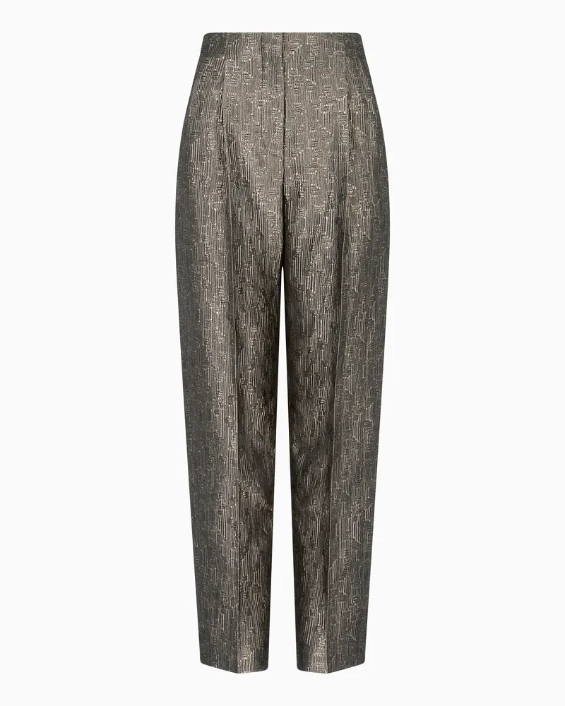 Giorgio Armani Hose mit einer Bundfalte aus Seide und Wolle in Jacquard-Stoff-Verarbeitung Schwarz