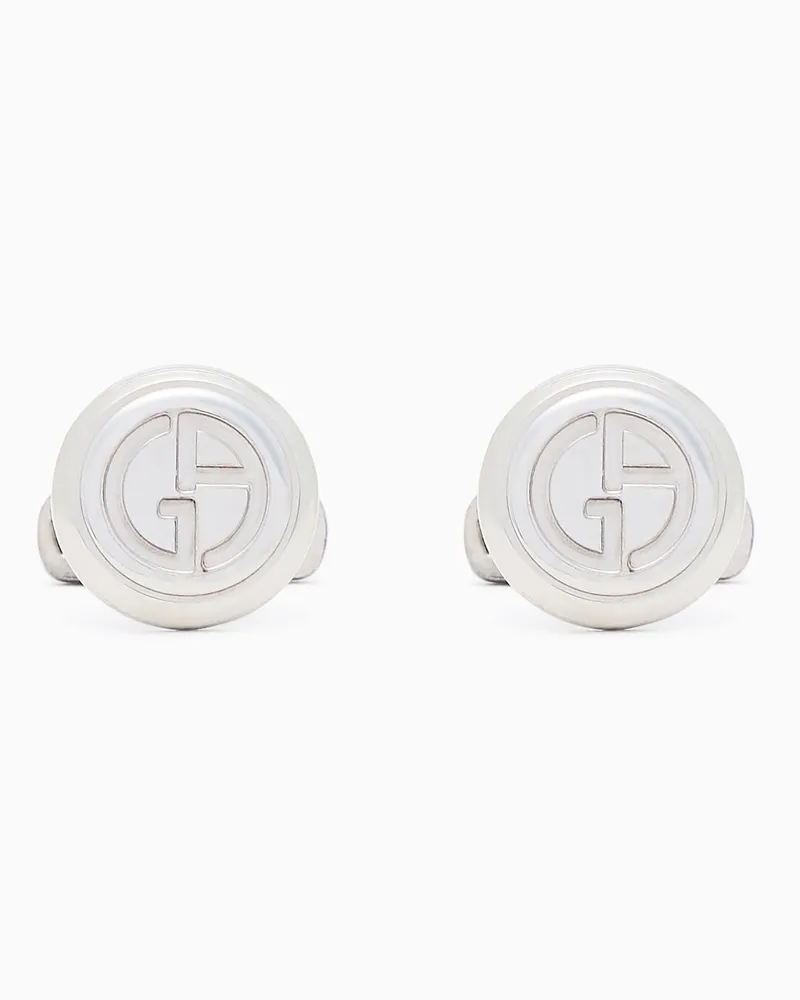 Giorgio Armani Manschettenknöpfe aus Silber mit Logo Silber