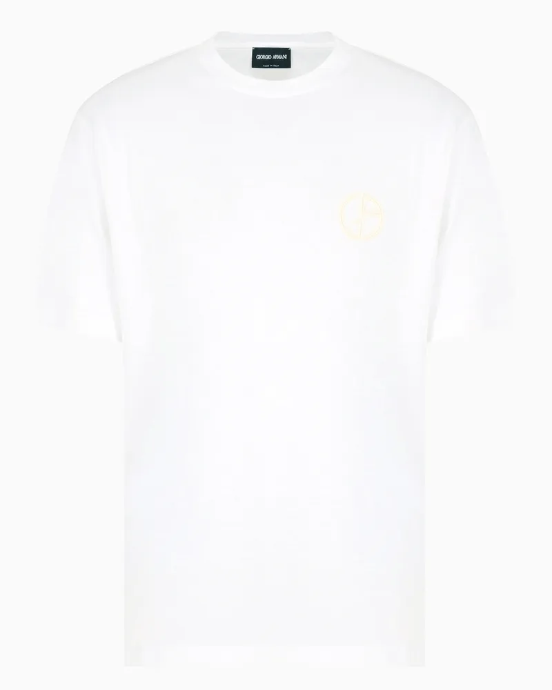 Giorgio Armani T-Shirt mit Rundhalsausschnitt aus Baumwoll-Interlock Weiß