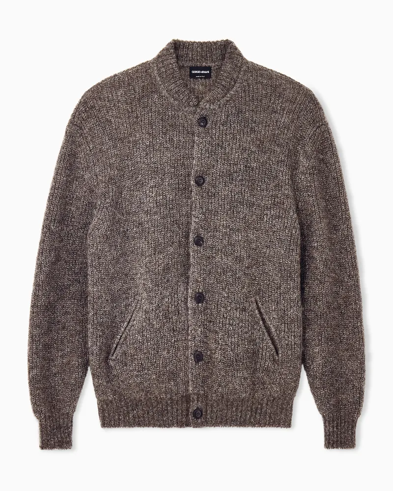 Giorgio Armani Cardigan Regular Passform Mohairmischung Knopfleiste Braun