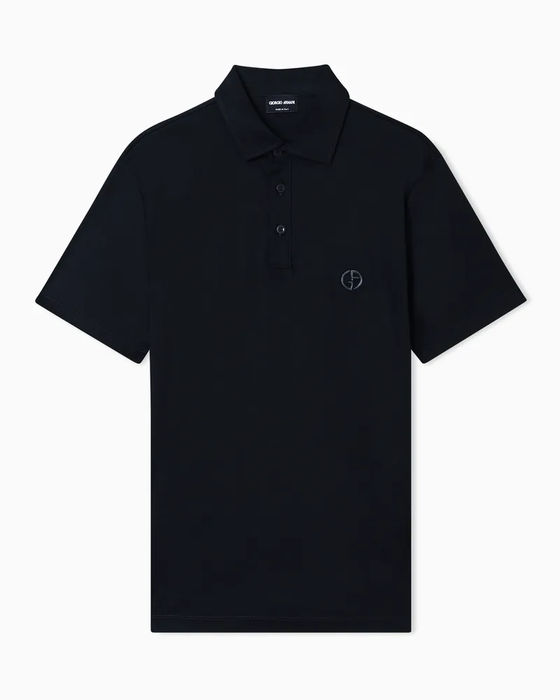 Giorgio Armani Poloshirt aus Baumwoll-Interlock mit Logostickerei Schwarz
