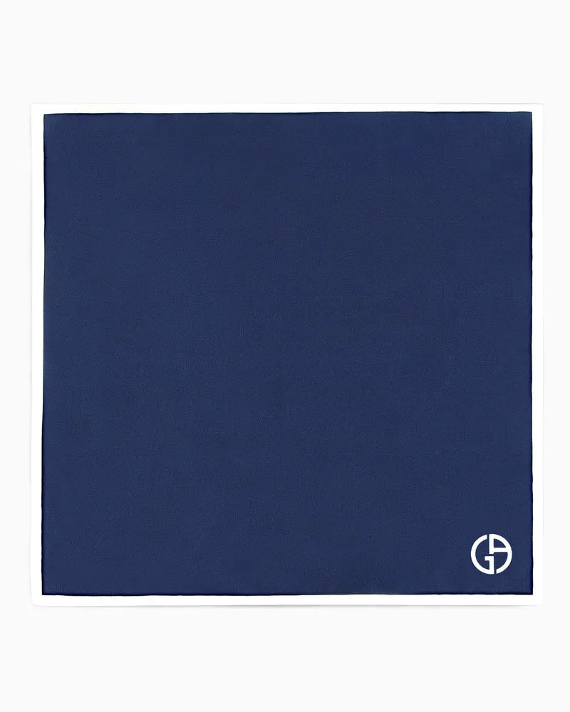Giorgio Armani Einstecktuch aus Seide mit Logo Blau
