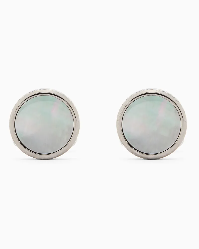 Giorgio Armani Manschettenknöpfe aus Sterlingsilber und Perlmutt Silber