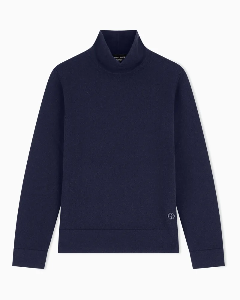 Giorgio Armani Pullover mit halsfernem Rollkragen aus reinem Kaschmir Marineblau