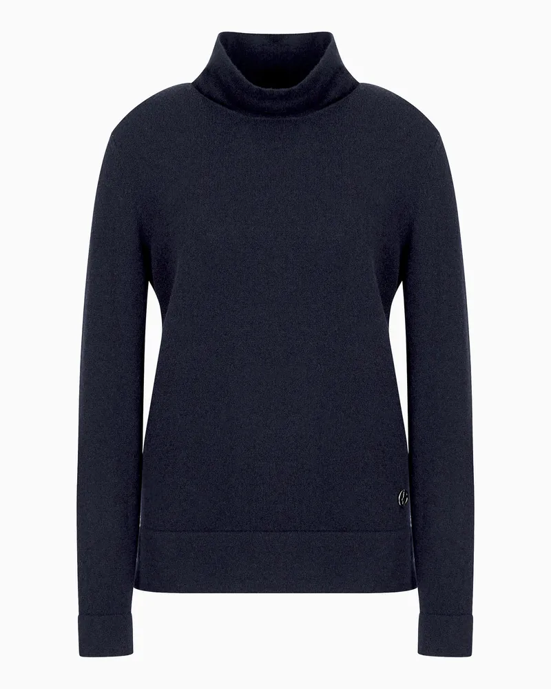 Giorgio Armani Pullover mit halsfernem Rollkragen aus reinem Kaschmir Marineblau