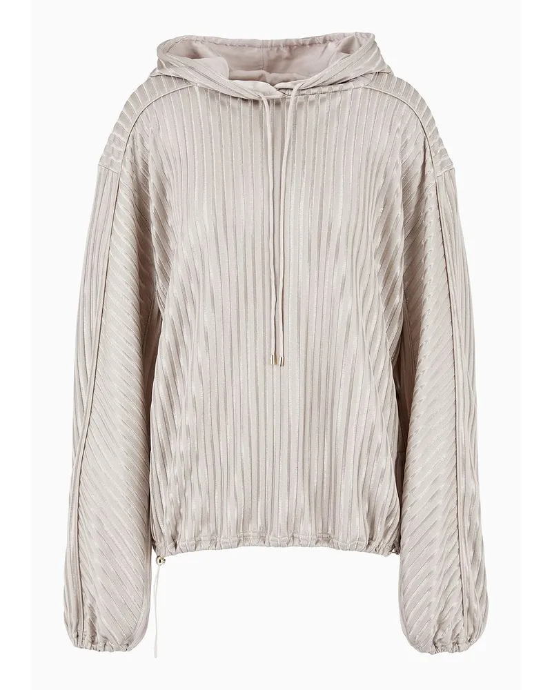 Giorgio Armani Asv Sweatshirt Aus Geripptem Viskosejersey In Jacquard-verarbeitung Beige