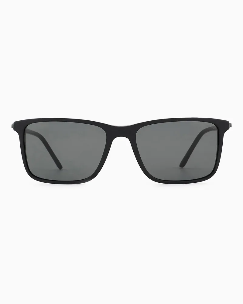 Giorgio Armani Sonnenbrille für Herren Asian Fit mit rechteckiger Fassung Schwarz