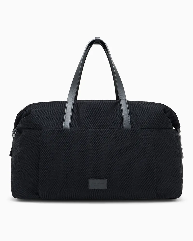 Giorgio Armani Weekender aus Mesh mit Lederbesatz und Schulterriemen Schwarz