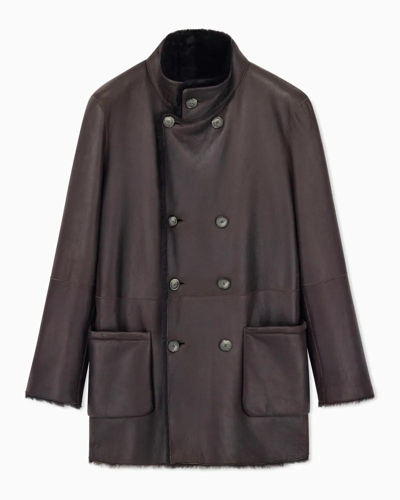 Giorgio Armani Doppelreihiger Wende-Caban aus Schaffell Braun