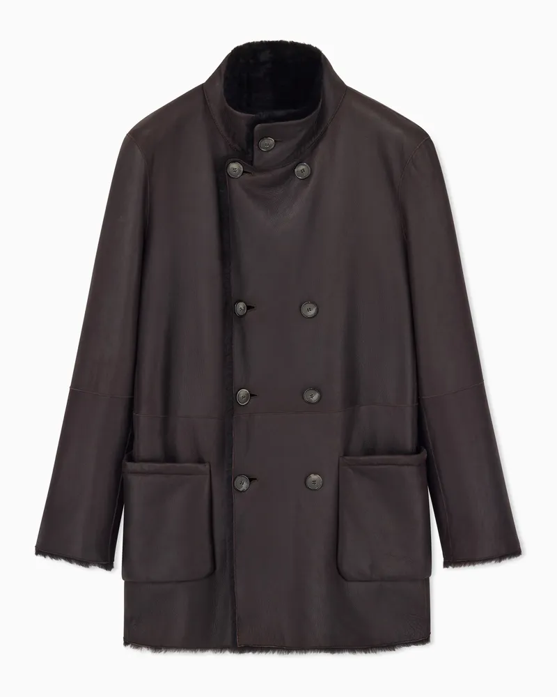 Giorgio Armani Doppelreihiger Wende-Caban aus Schaffell Braun
