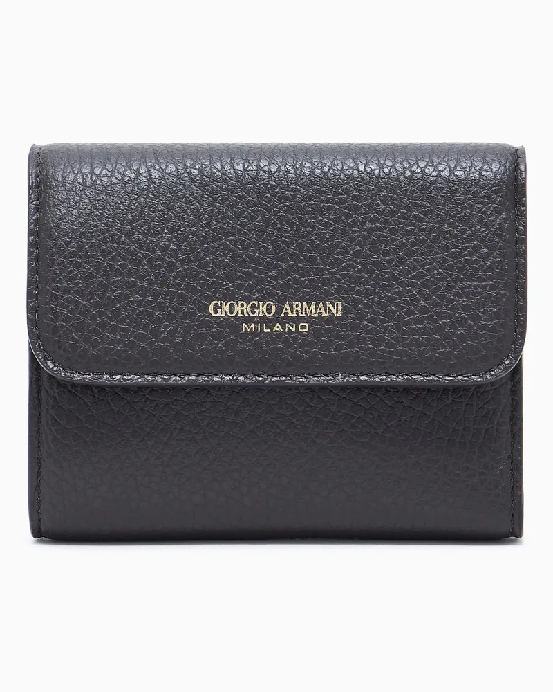 Giorgio Armani Trifold-Portemonnaie aus genarbtem Kalbsleder Braun