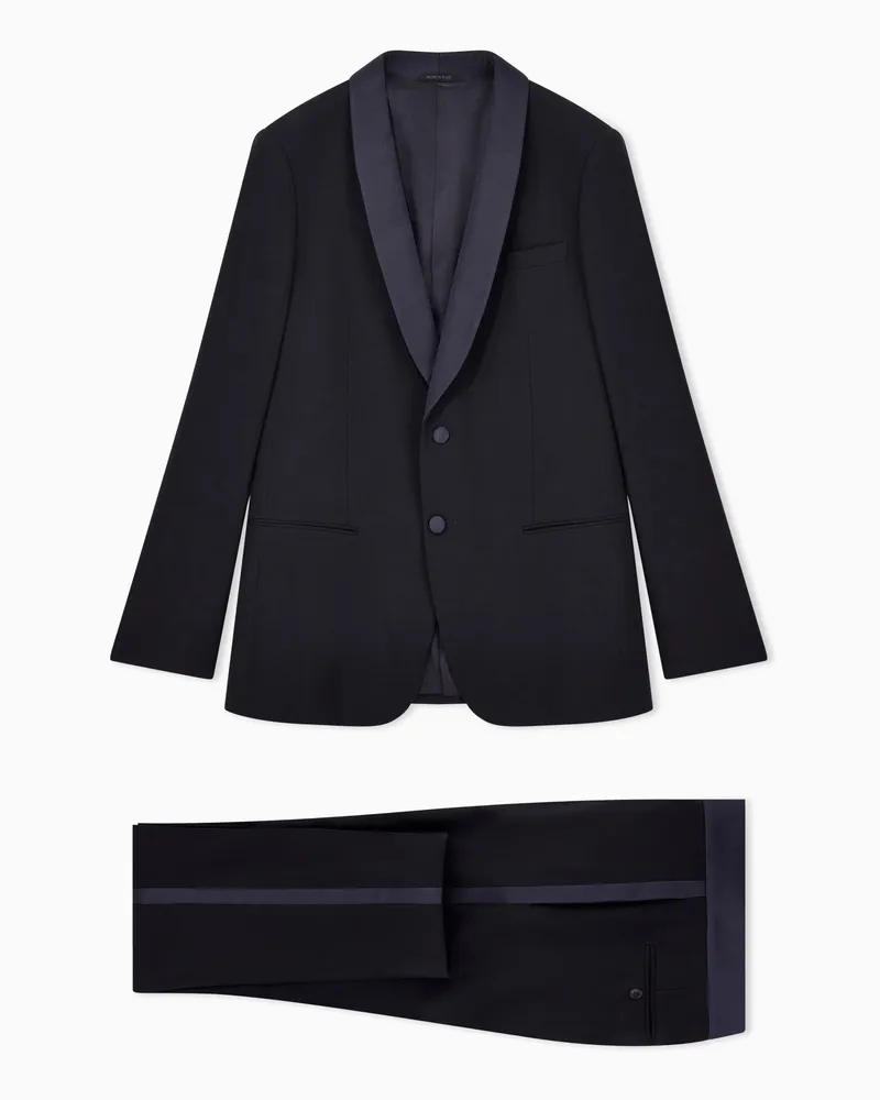 Giorgio Armani Einreihiger Smoking der Soho-Linie aus Wollkrepp Marineblau