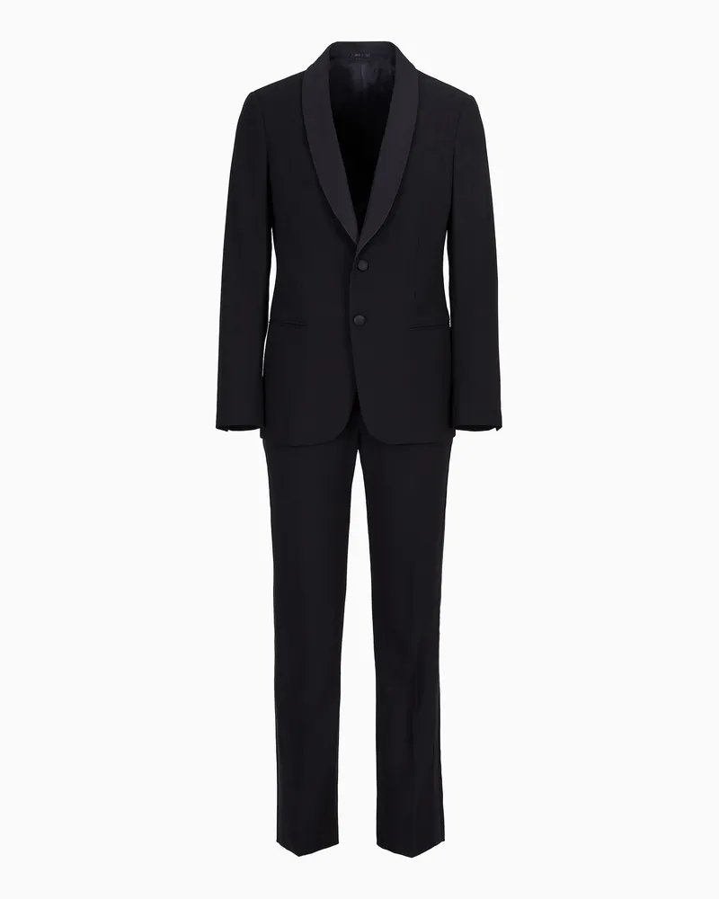 Giorgio Armani Einreihiger Smoking der Soho-Linie aus Wollkrepp Marineblau