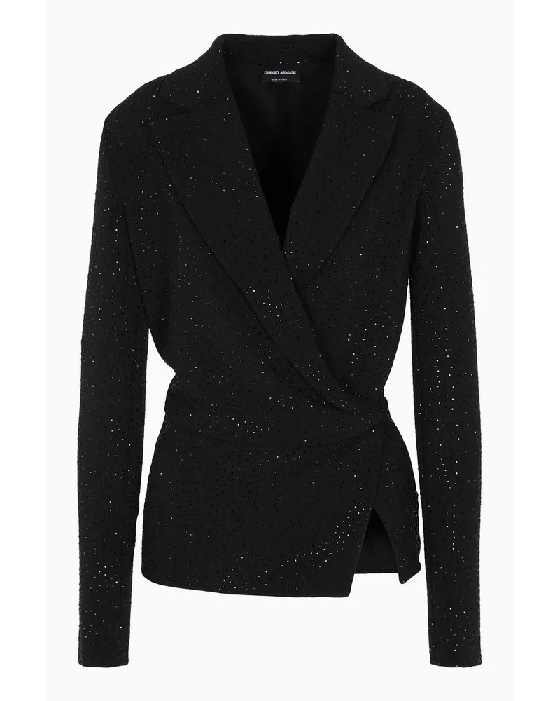 Giorgio Armani Asv Einreihiger Blazer Aus Viskose mit Allover-stickerei Schwarz