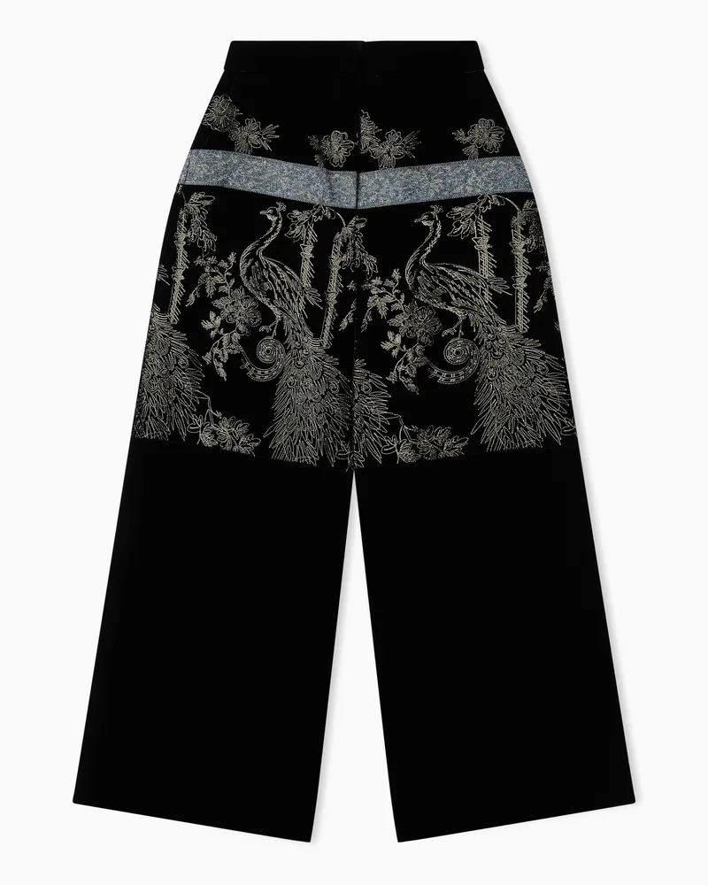 Giorgio Armani Bestickte Samthose Gemustert