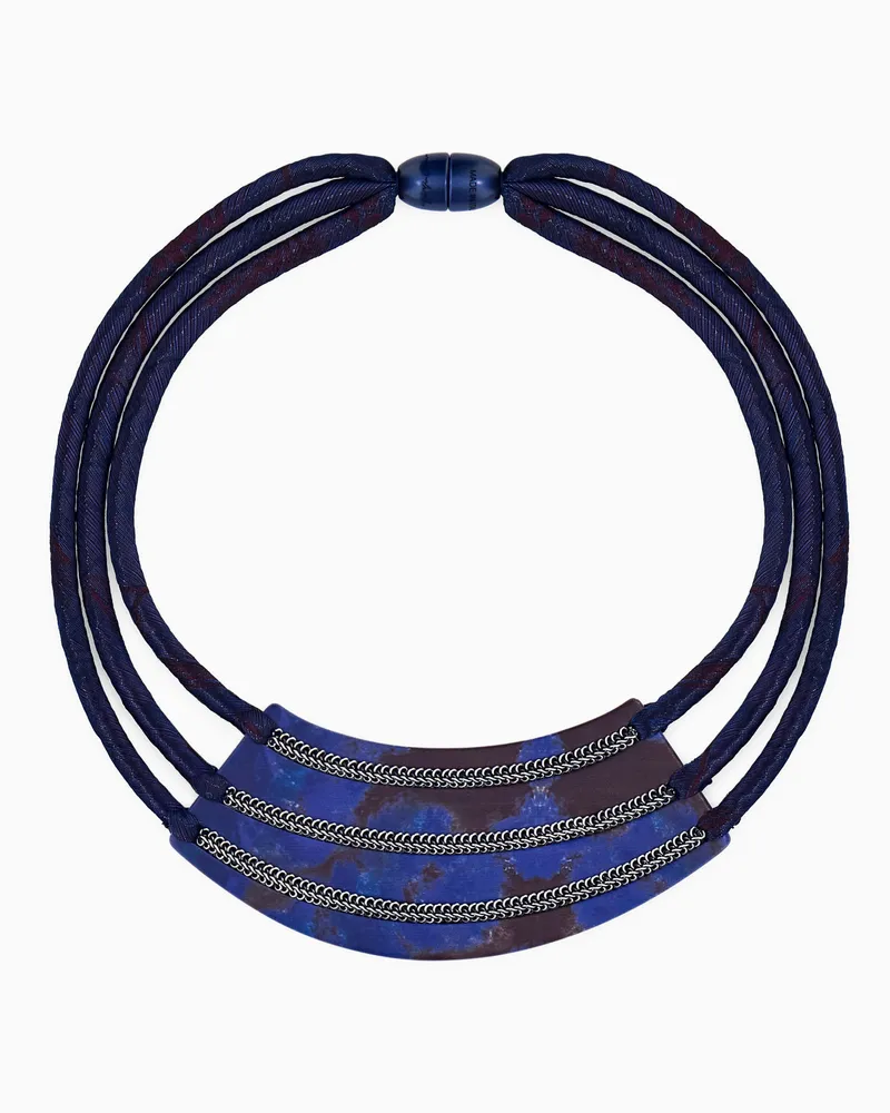 Giorgio Armani Statement-Halskette mit gedrehten Kordeln und Harzplatte Blau