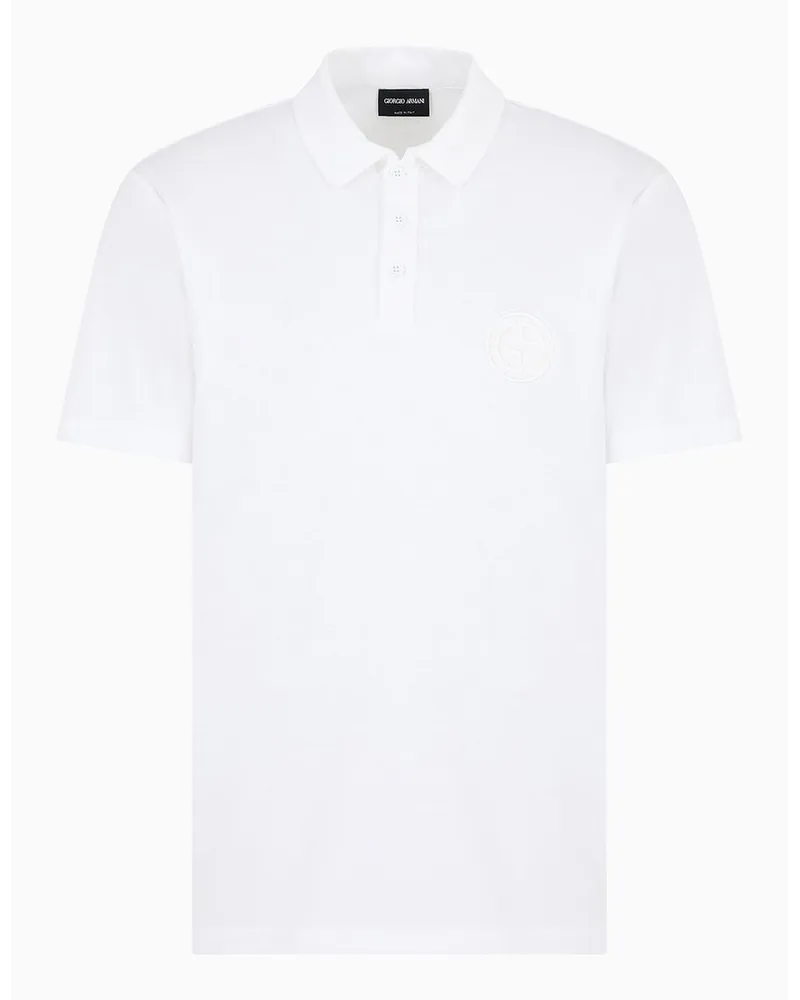 Giorgio Armani Kurzärmliges Poloshirt Aus Baumwoll-interlock Weiss