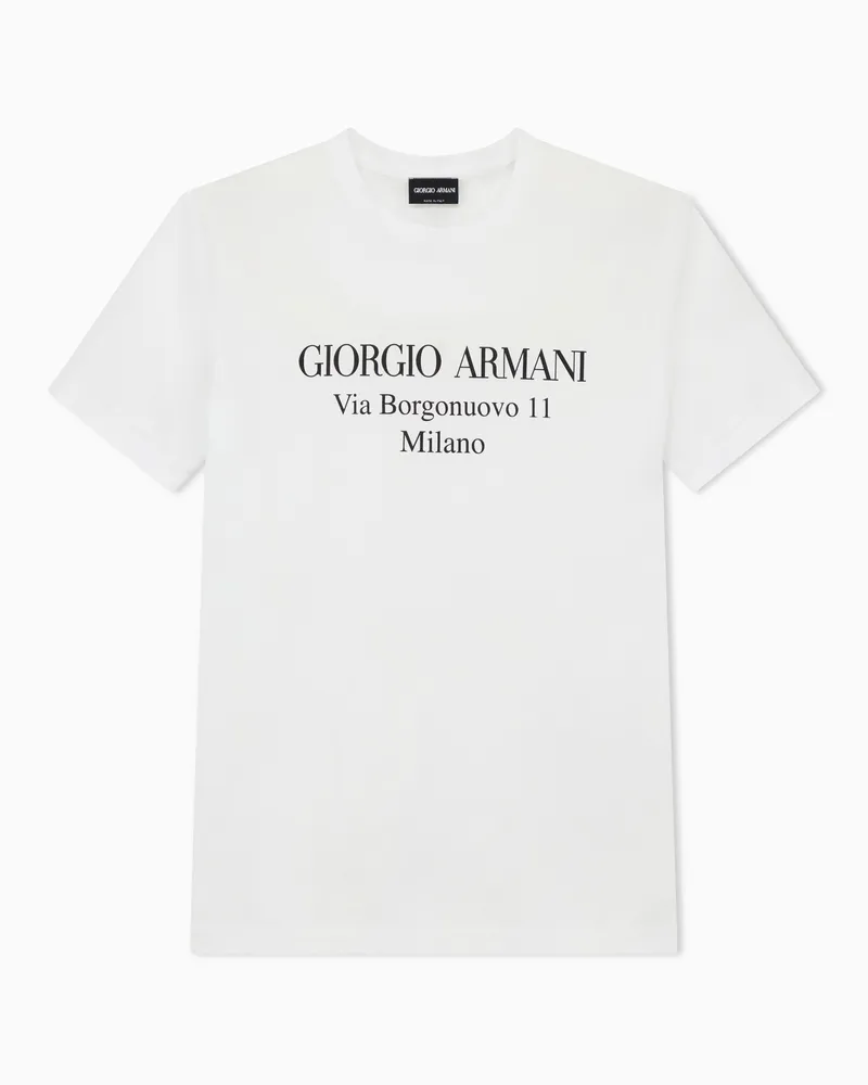 Giorgio Armani T-Shirt mit Rundhalsausschnitt der Borgonuovo 11-Reihe aus Pima-Baumwolljersey Weiß